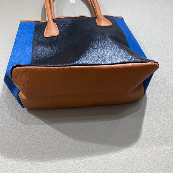 Neiman Marcus Pebbled Tote Hand Bag Multicolor Black Brown Faux Leather Purse - Picture 8 of 8